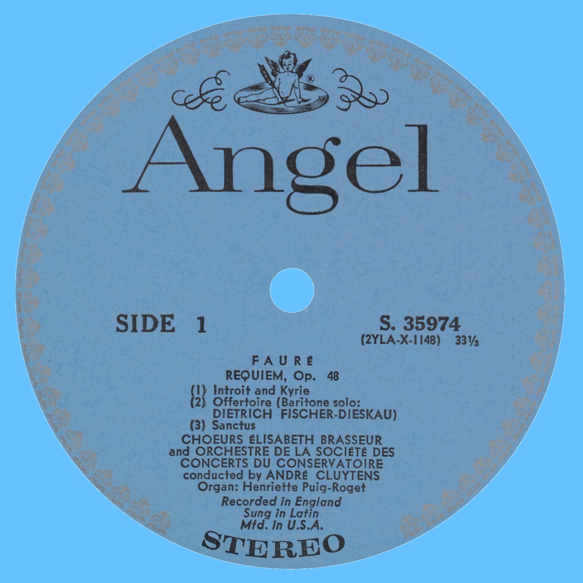 Étiquette recto du disque Angel S 35974