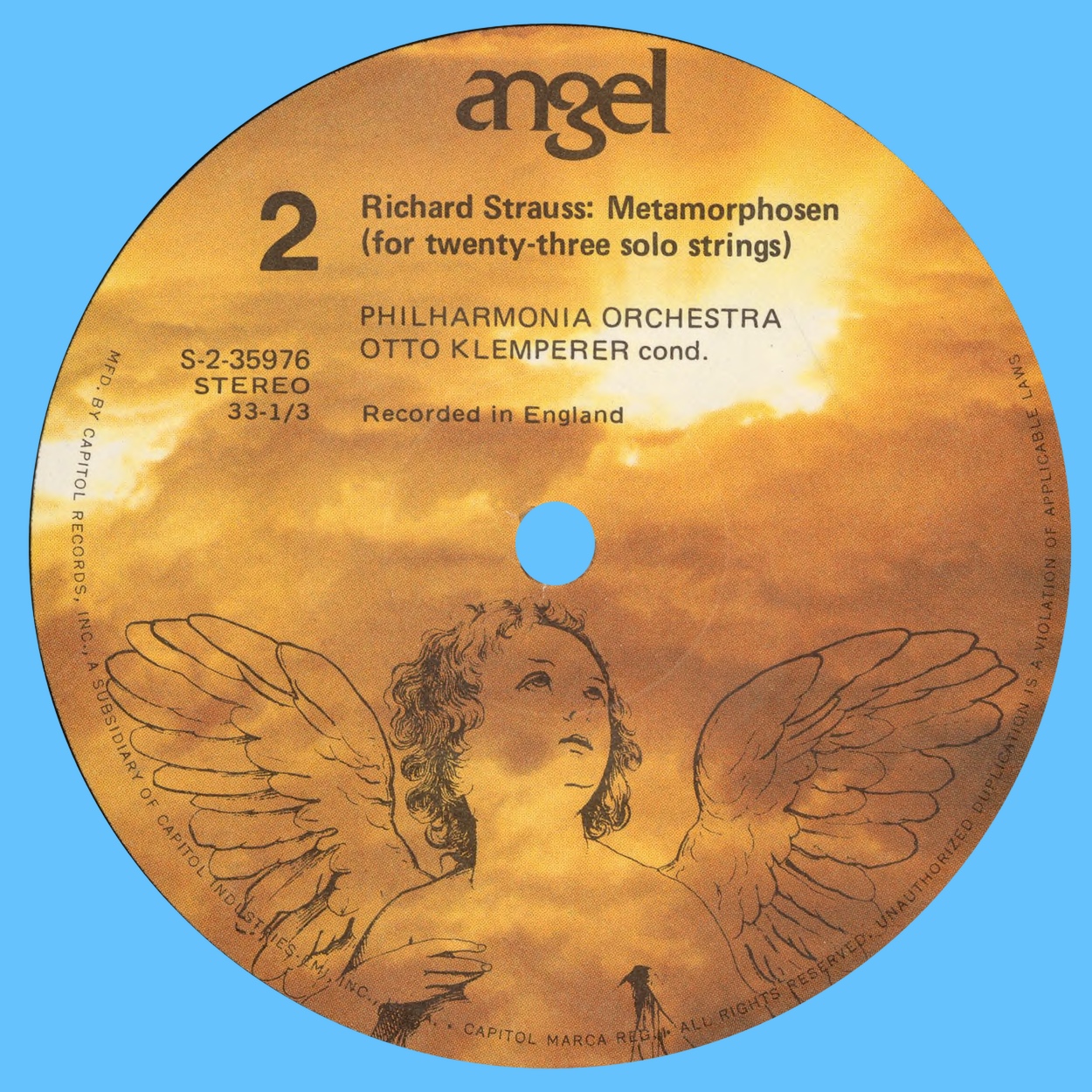 Étiquette verso du disque Angel S 35976