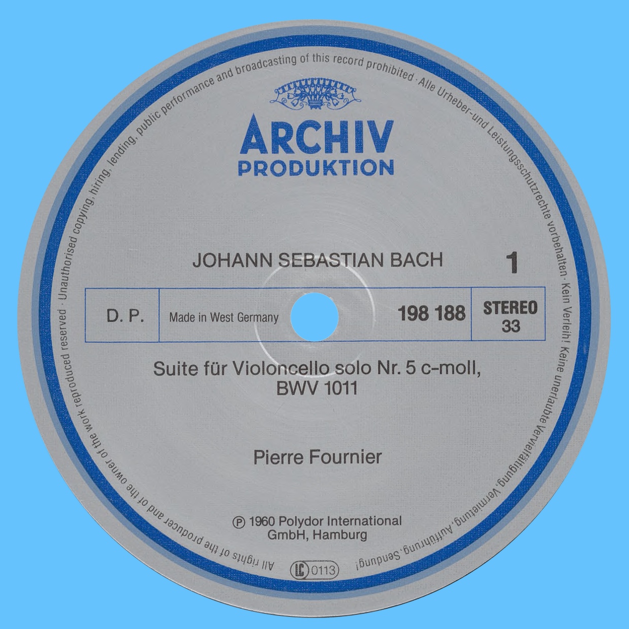 Étiquette recto du disque Archiv Produktion SAPM 198 188 