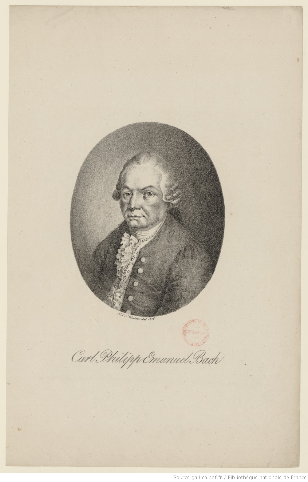 Carl Philipp Emanuel BACH d'après Heinrich. E. Wintter, cliquer pour voir l'original et ses références