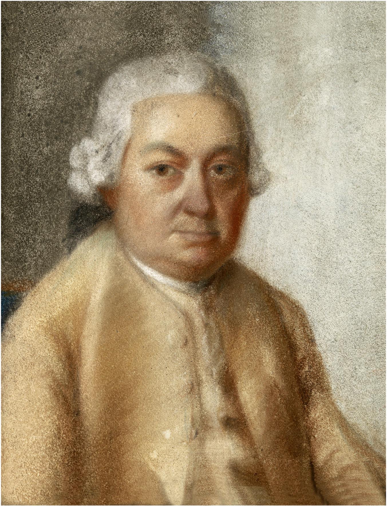 Carl Philipp Emanuel BACH peint par son neveu (6e degré) Johann Philipp Bach (1752–1846), env. 1780, cliquer pour voir l'original et ses références