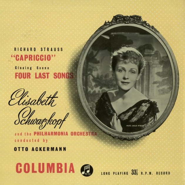 Recto de la pochette du disque Columbia 33 CX 1107, avec Elisabeth SCHWARZKOPF