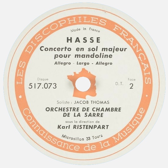 Étiquette verso du disque Les Discophiles Français 517 073, Cliquer sur la photo pour une vue agrandie