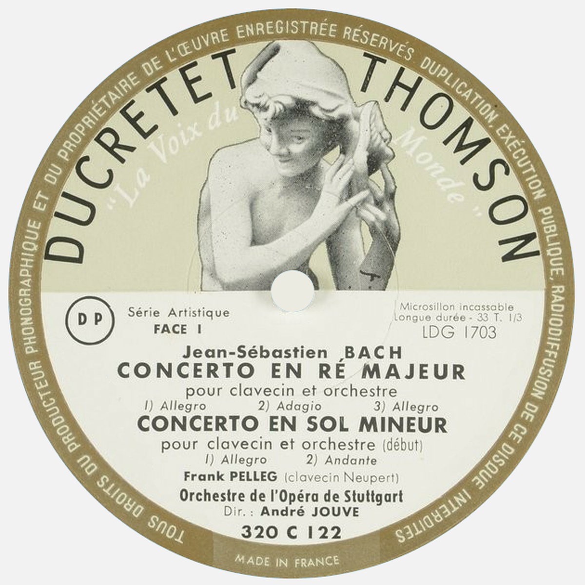 Étiquette recto  du disque Ducretet-Thomson 320 C 122, Cliquer sur la photo pour une vue agrandie et quelques infos