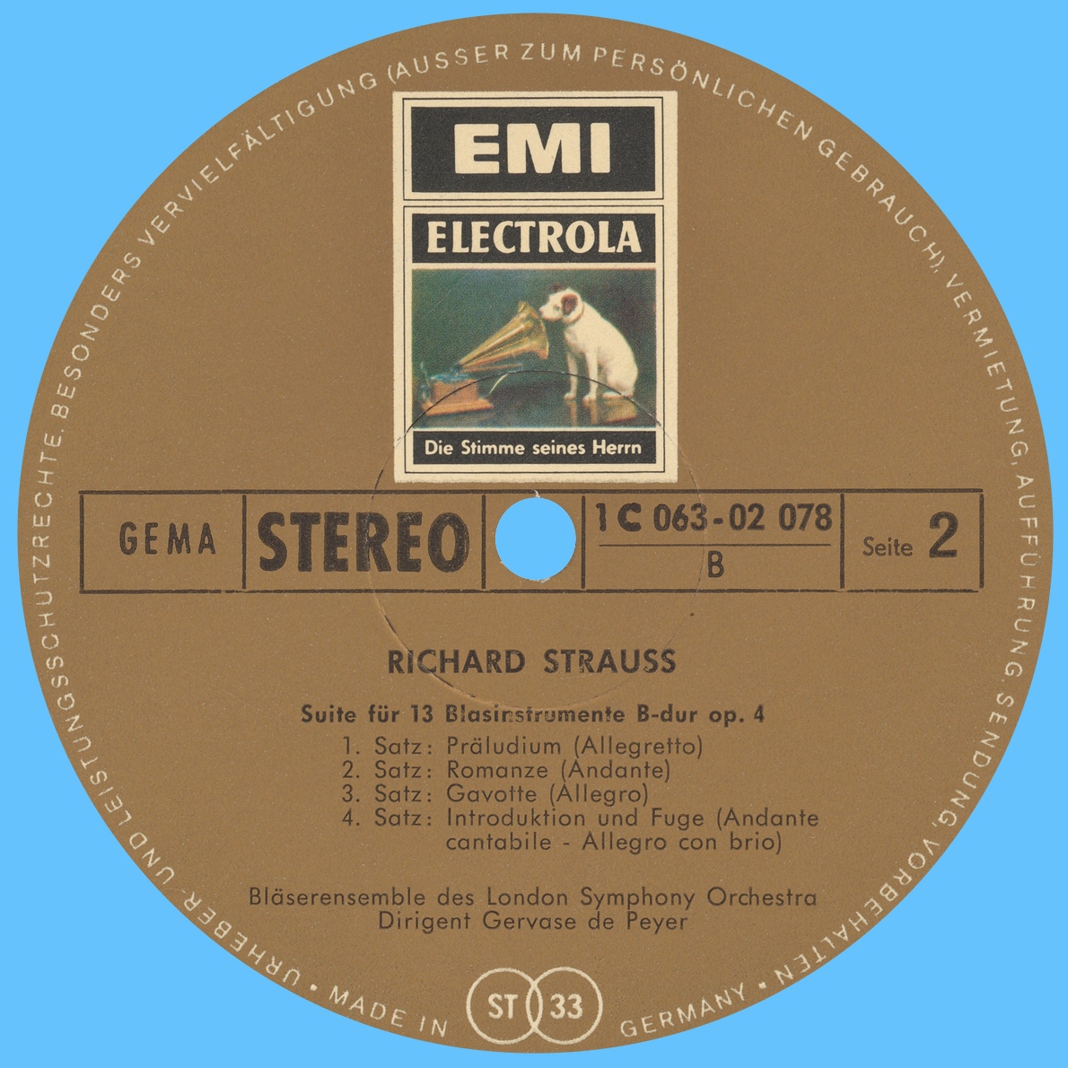 Étiquette verso du disque EMI 1C 063-02 078