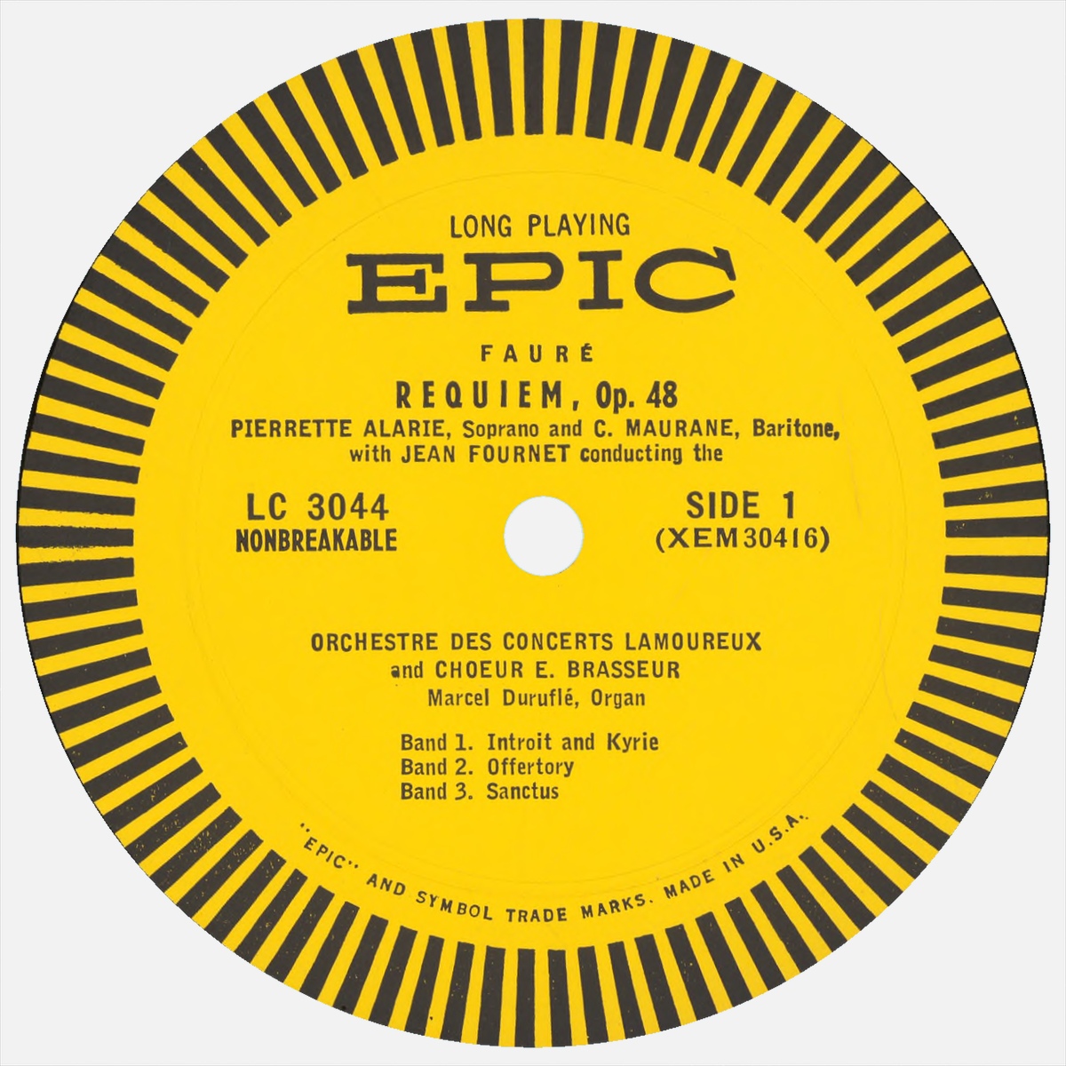 Étiquette recto du disque EPIC LC 3044