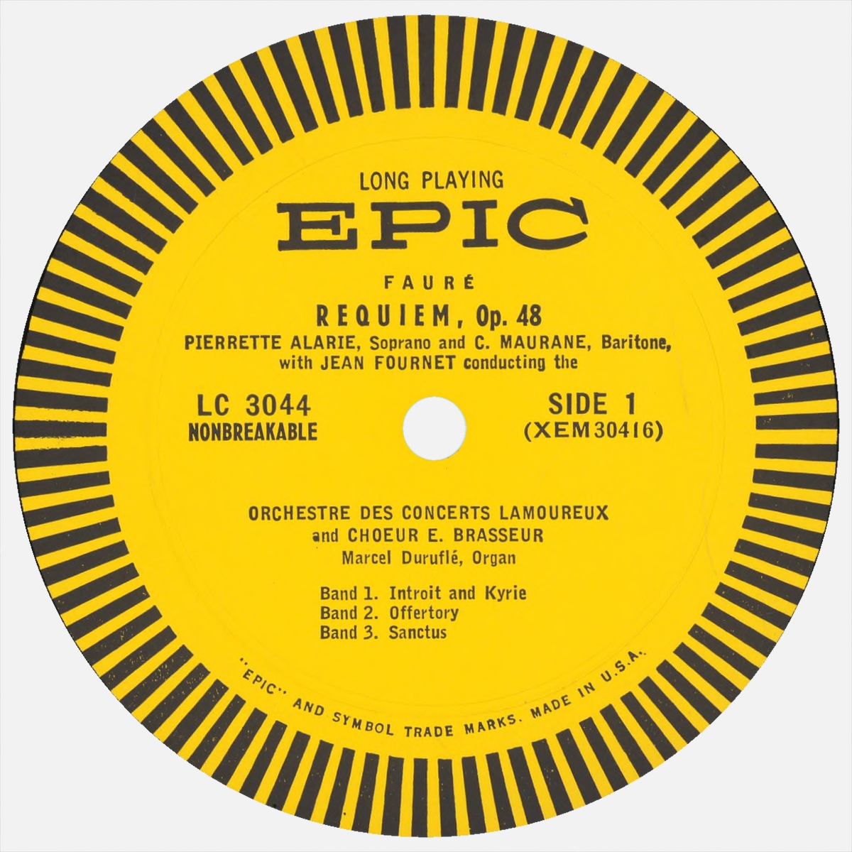 Étiquette recto du disque EPIC LC 3044