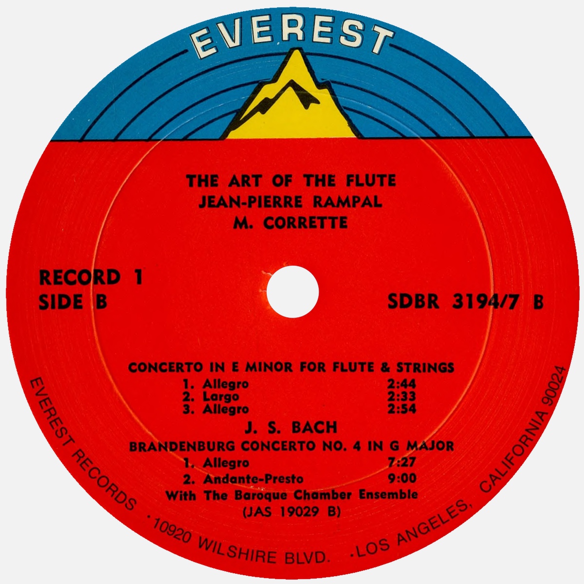 Étiquette verso du 1er disque du coffret Everest 3194-7
