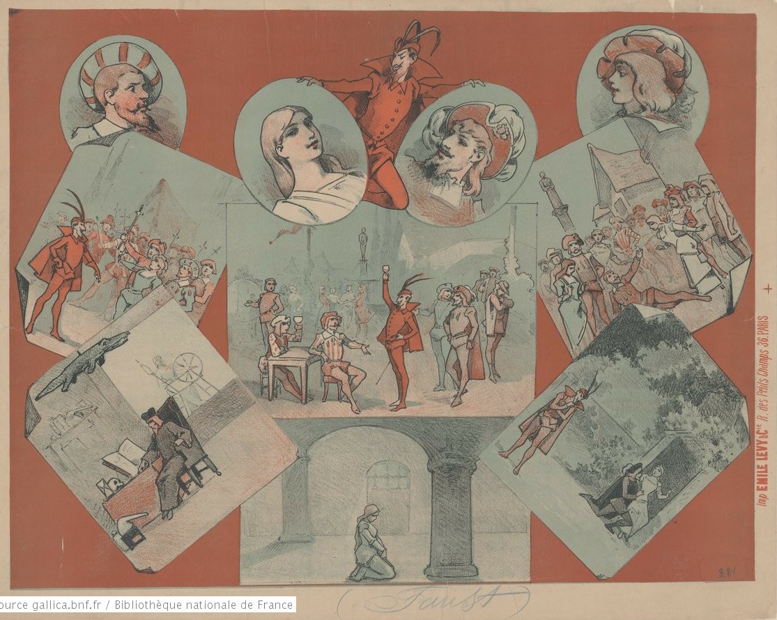 Affiche de Faust, Imp. E. Lévy (Paris), 1888, Copyright:  domaine public, ID: ark:/12148/btv1b53179095q, Bibliothèque nationale de France