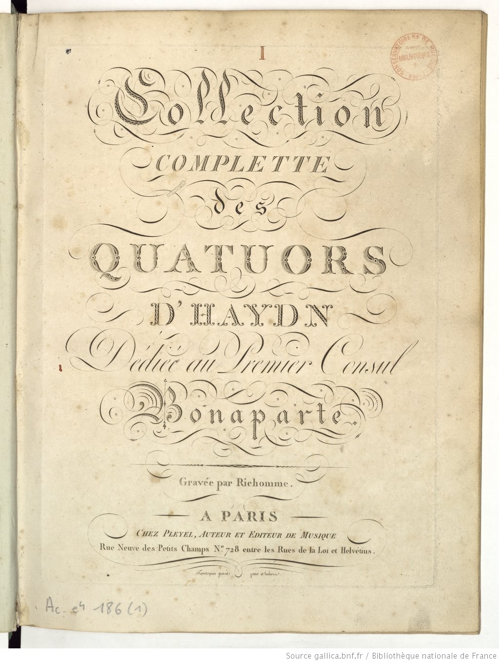 Les six quatuors Op. 3 de Hoffstetter, attribués d'abord à Haydn, cliquer pour voir l'original et ses références