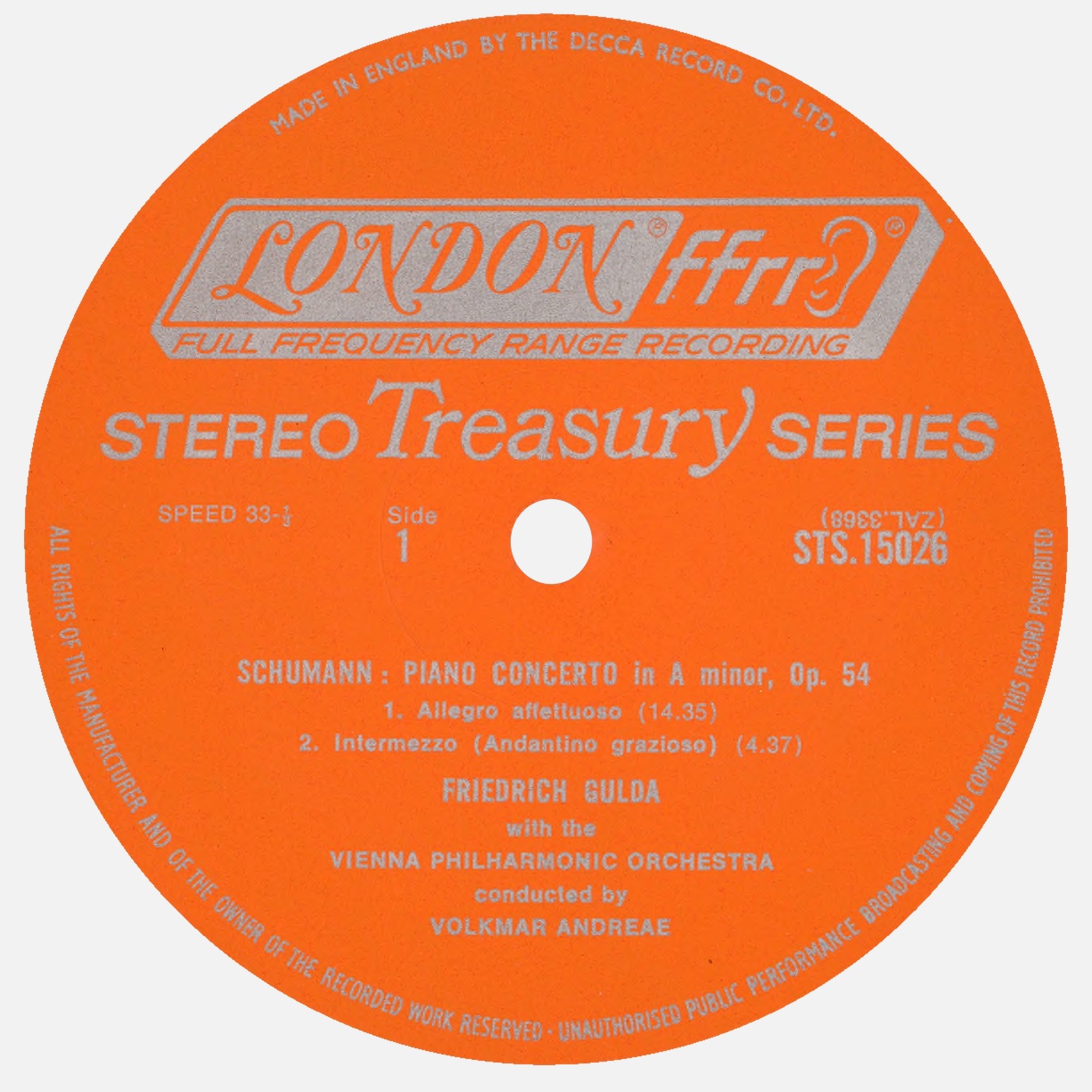 Étiquette recto du disque LONDON STS 1502