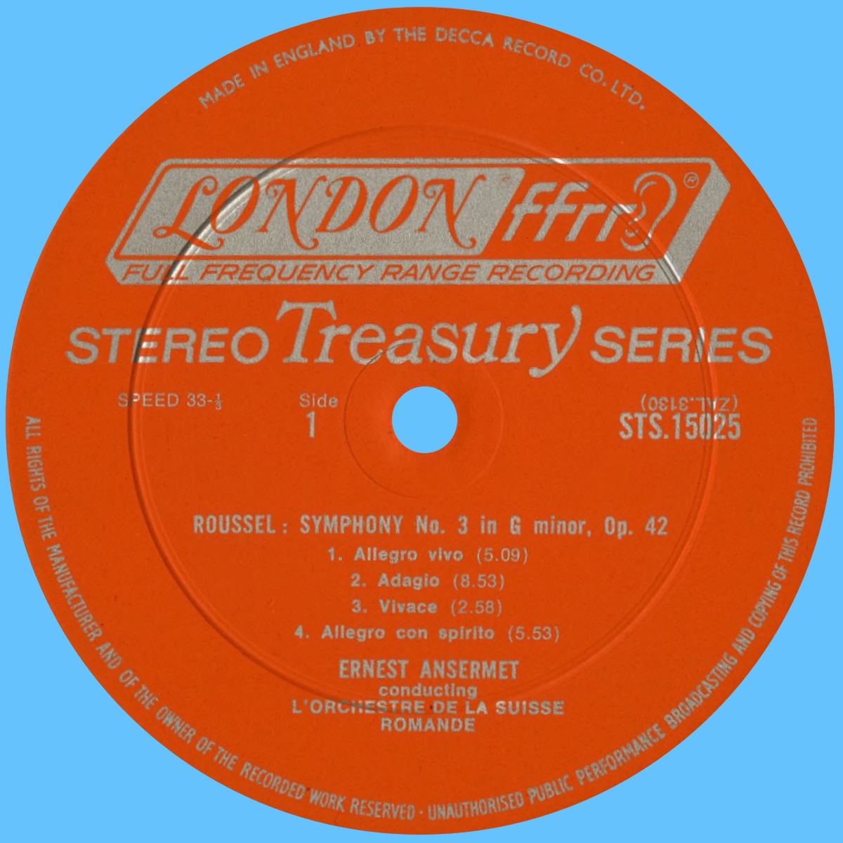Étiquette recto du disque London STS 15025