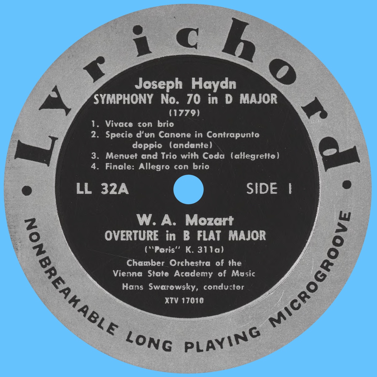 Étiquette recto du disque Lyrichord LL 32