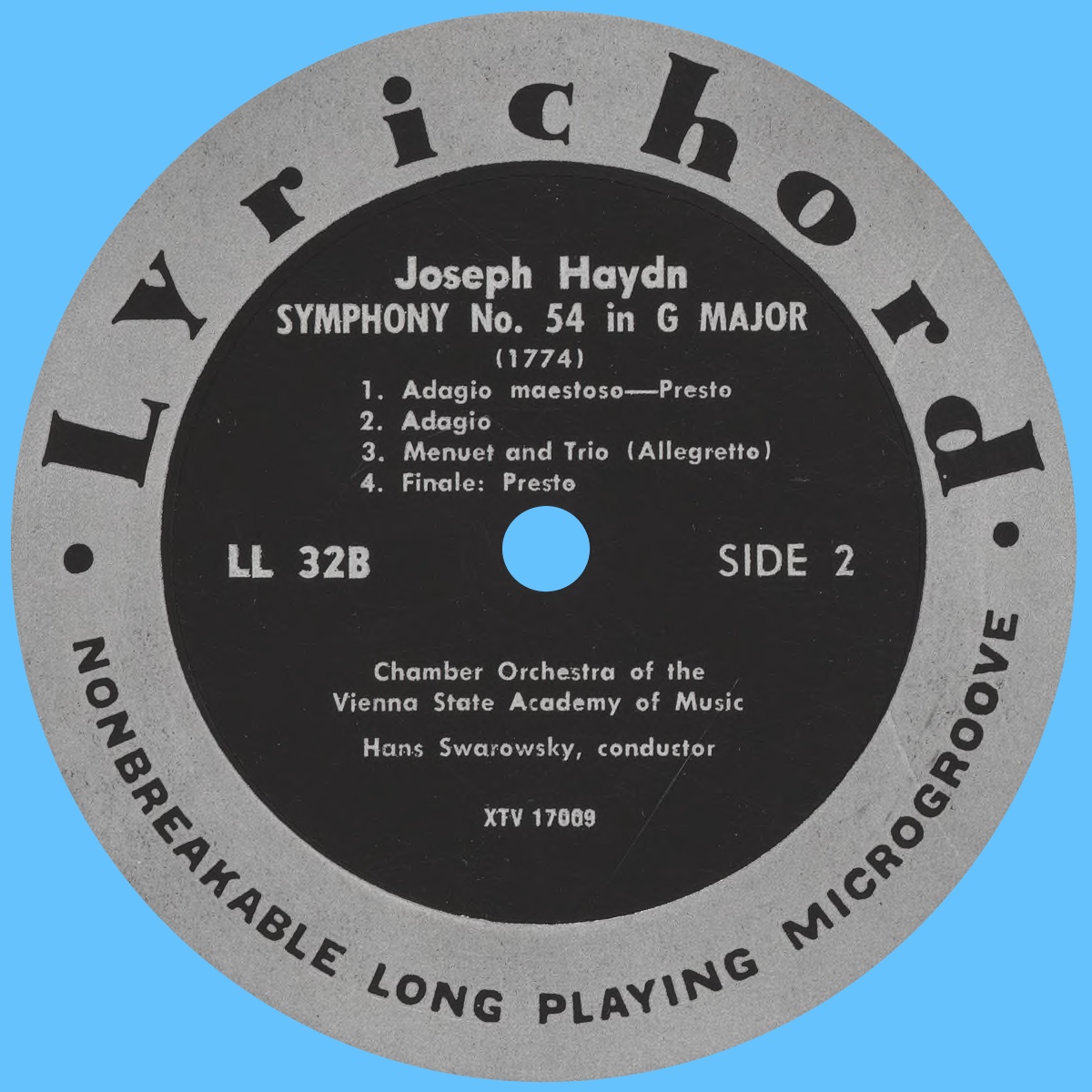 Étiquette verso du disque Lyrichord LL 32