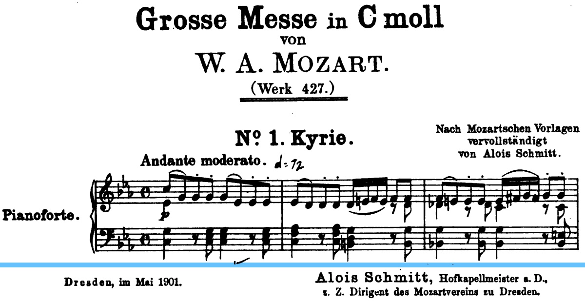 Extrait de la partition complétée par Georg Aloys Schmitt, dans sa première édition de 1901