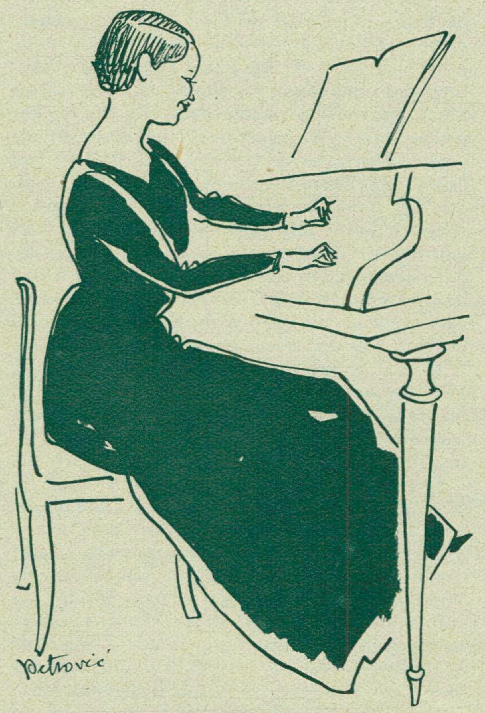 Isabelle NEF croquée par PETROVIC, un dessin publié dans la revue Le Radio du 12 mai 1933 en page 611, cliquer pour une vue agrandie