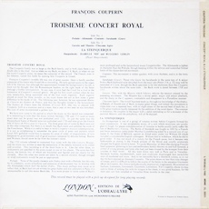 Verso de la pochette du disque Éditions de L'Oiseau-Lyre OL-LD 53, OL 50031