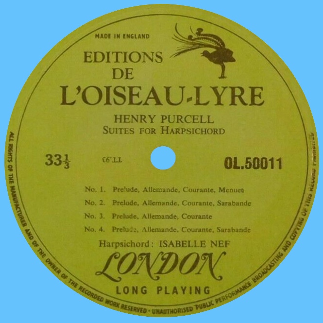 Étiquette recto du disque OL 50011