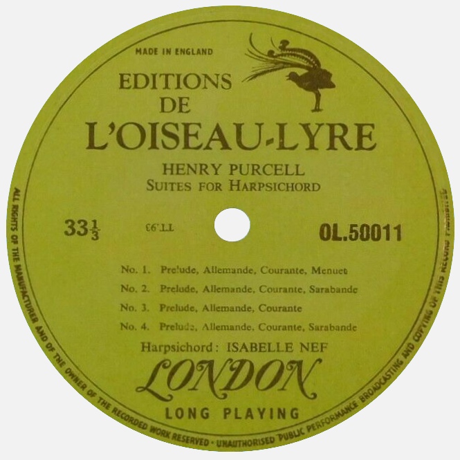 Étiquette recto du disque OL 50011