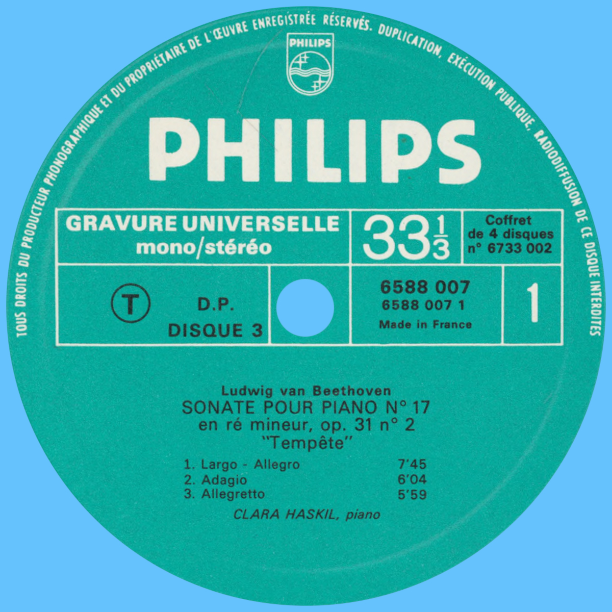 Recto du 3e disque du coffret Philips 6733 002
