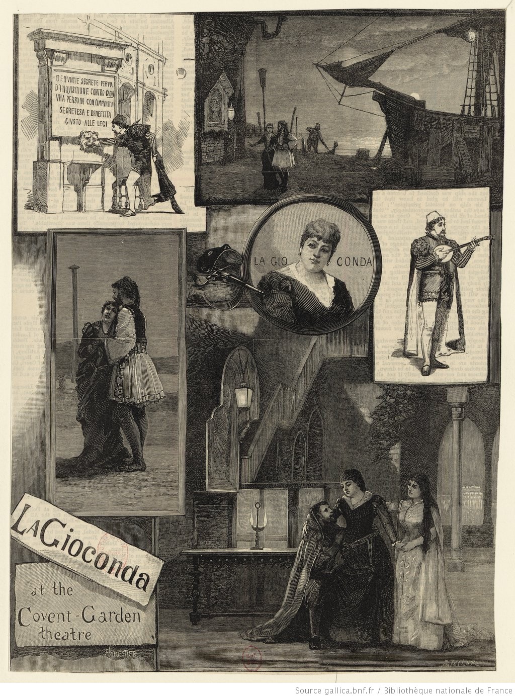 La Gioconda at the Covent-Garden theatre, estampe Forestier [sig.], B. Taylor [sig,], 1883, Copyright: domaine public, ID: ark:/12148/btv1b8437750c, Bibliothèque nationale de France