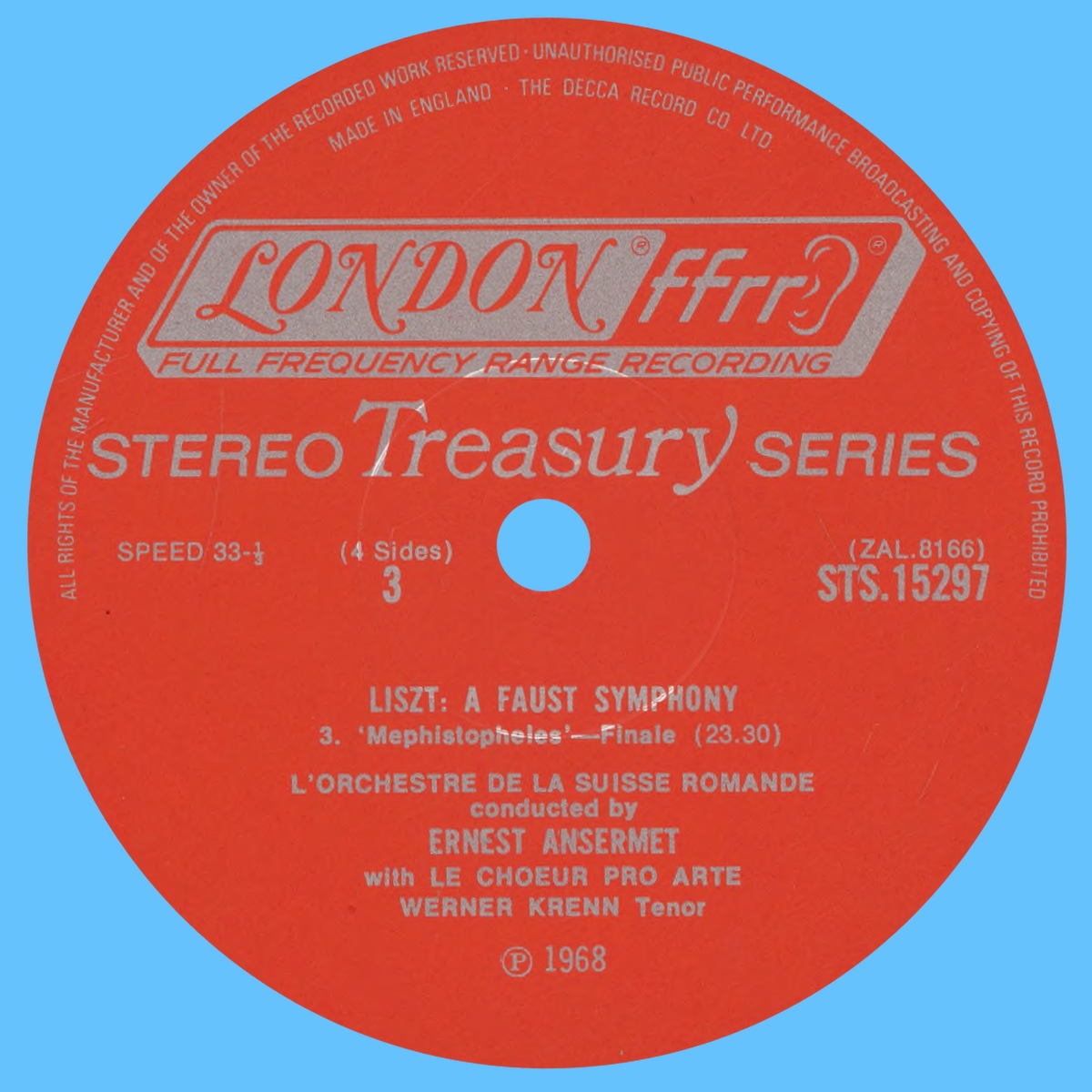 Étiquette recto du disque Decca STS 15297