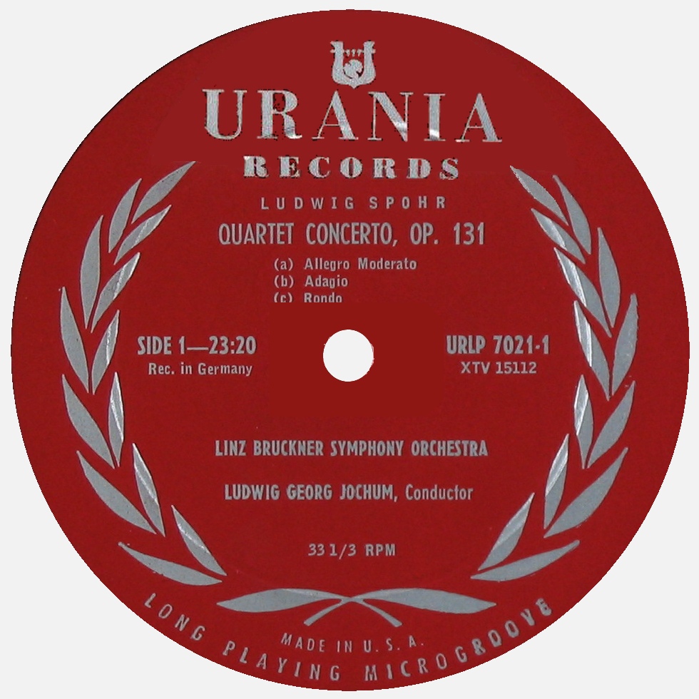 Étiquette recto du disque Urania URLP 7202, Cliquer sur la photo pour une vue agrandie