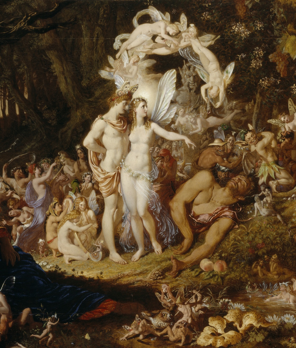 Obéron et Titania, son épouse - Extrait d'une oeuvre de Sir Joseph Noel Paton, «The Reconciliation of Oberon and Titania», 1847, NG 294, National Galleries Scotland, cliquer pour plus d'infos